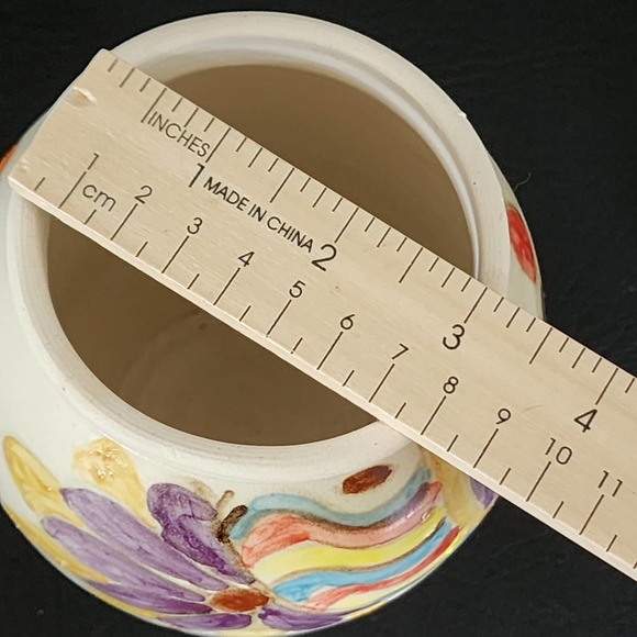 Studio Art Pottery Hand Painted Abstract Floral Design Urn Canister Ginger Jar - Picture 7 of 15